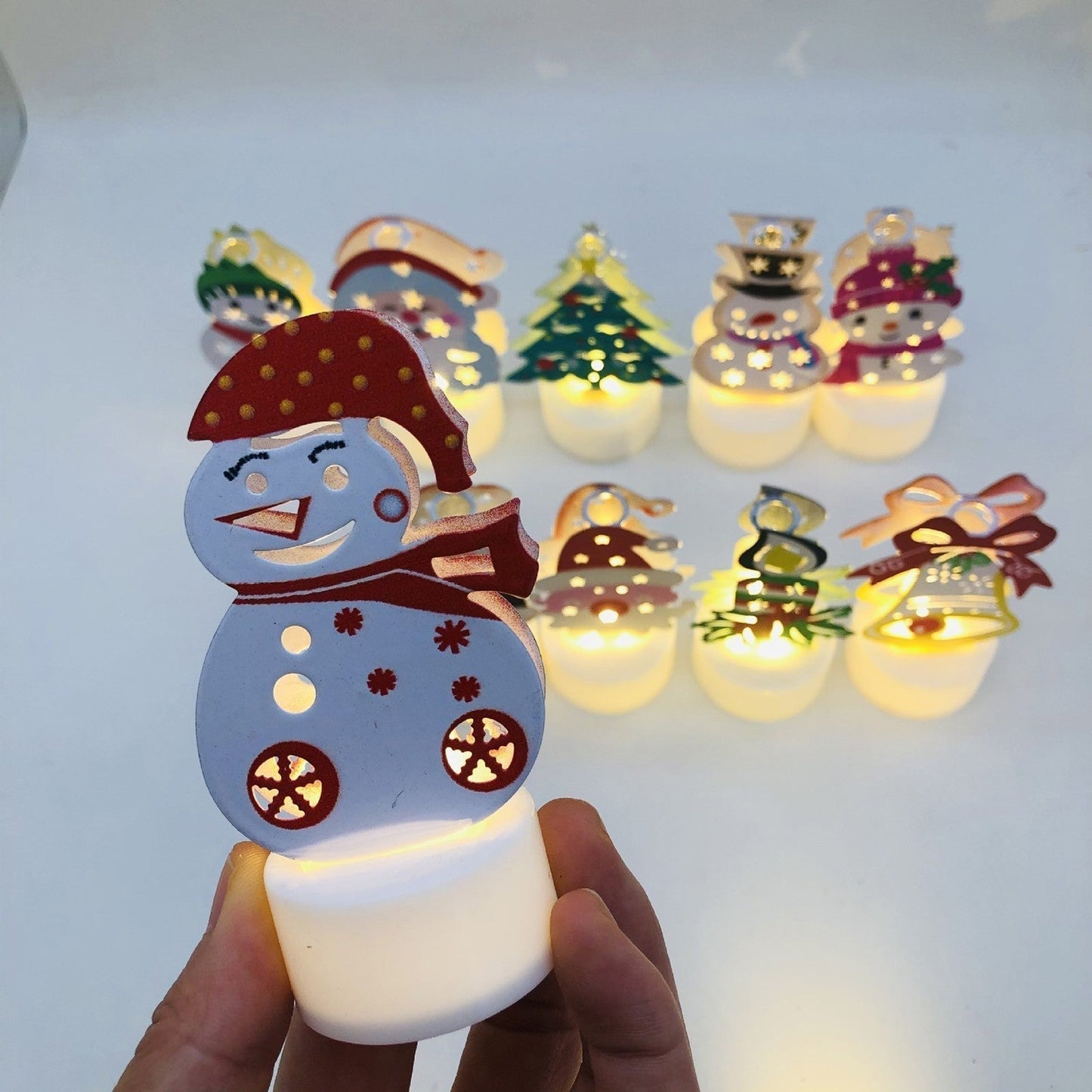 Electronic LED Christmas Candle Lamps - Santa, Snowman & Tree Night Lights for Festive Decor