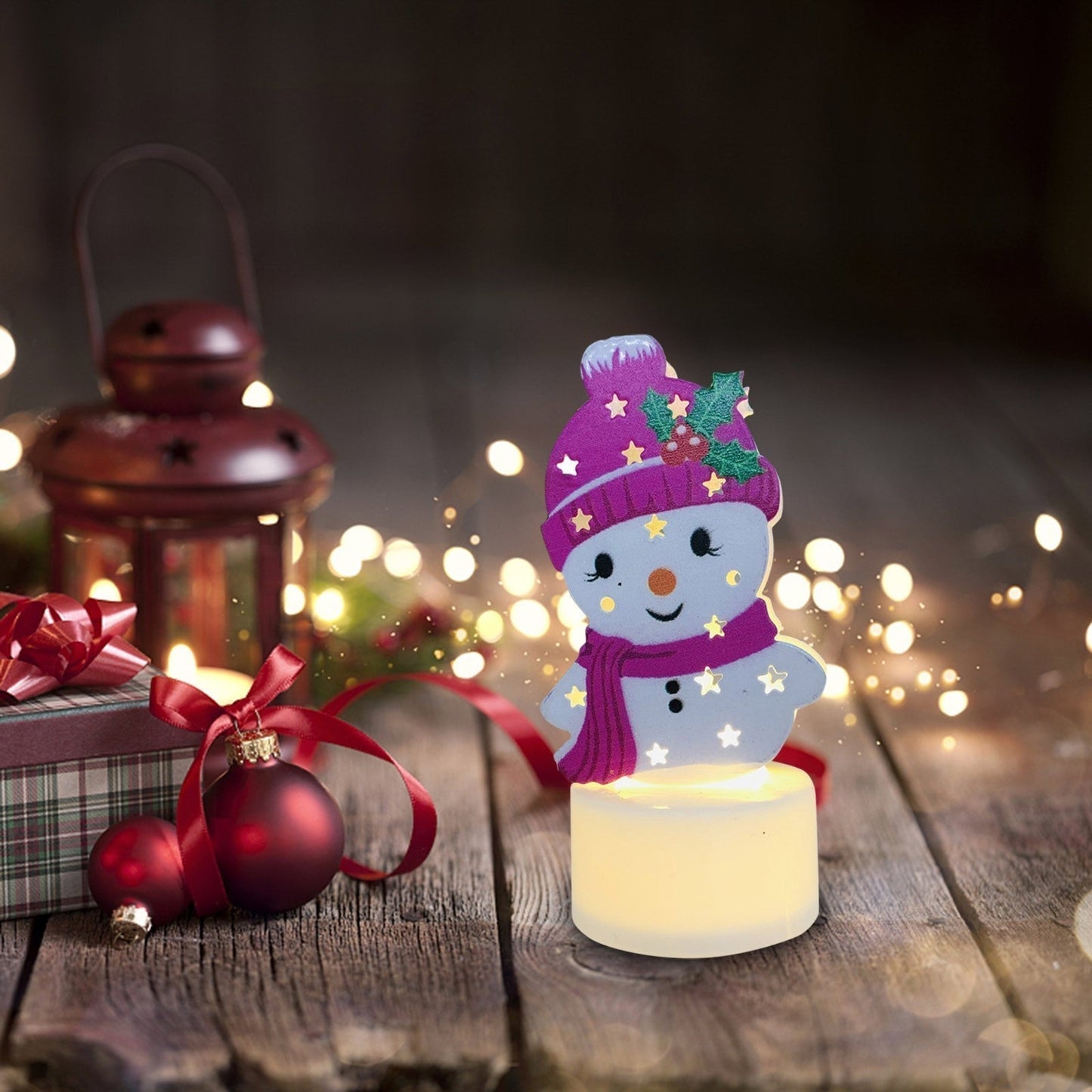 Electronic LED Christmas Candle Lamps - Santa, Snowman & Tree Night Lights for Festive Decor