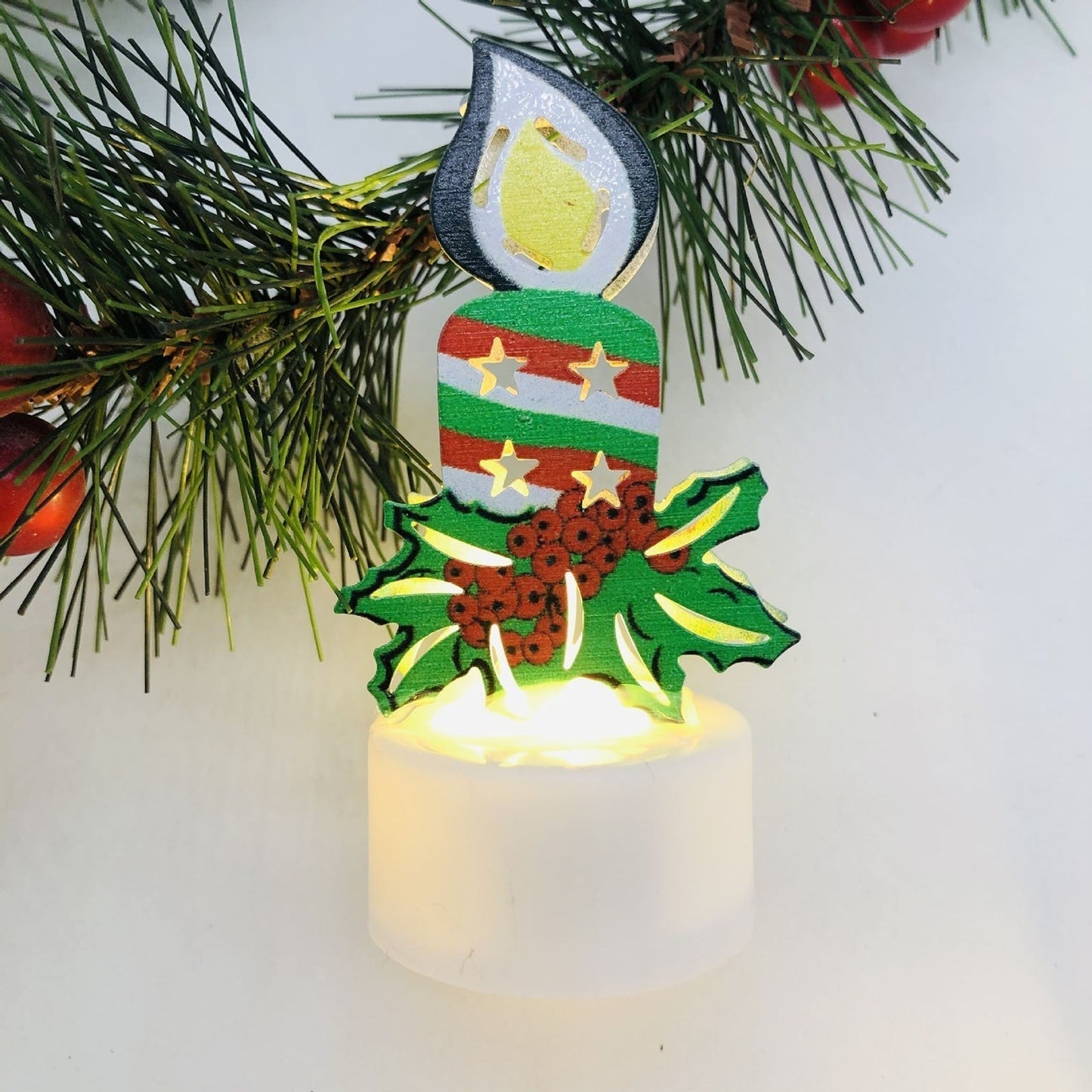 Electronic LED Christmas Candle Lamps - Santa, Snowman & Tree Night Lights for Festive Decor