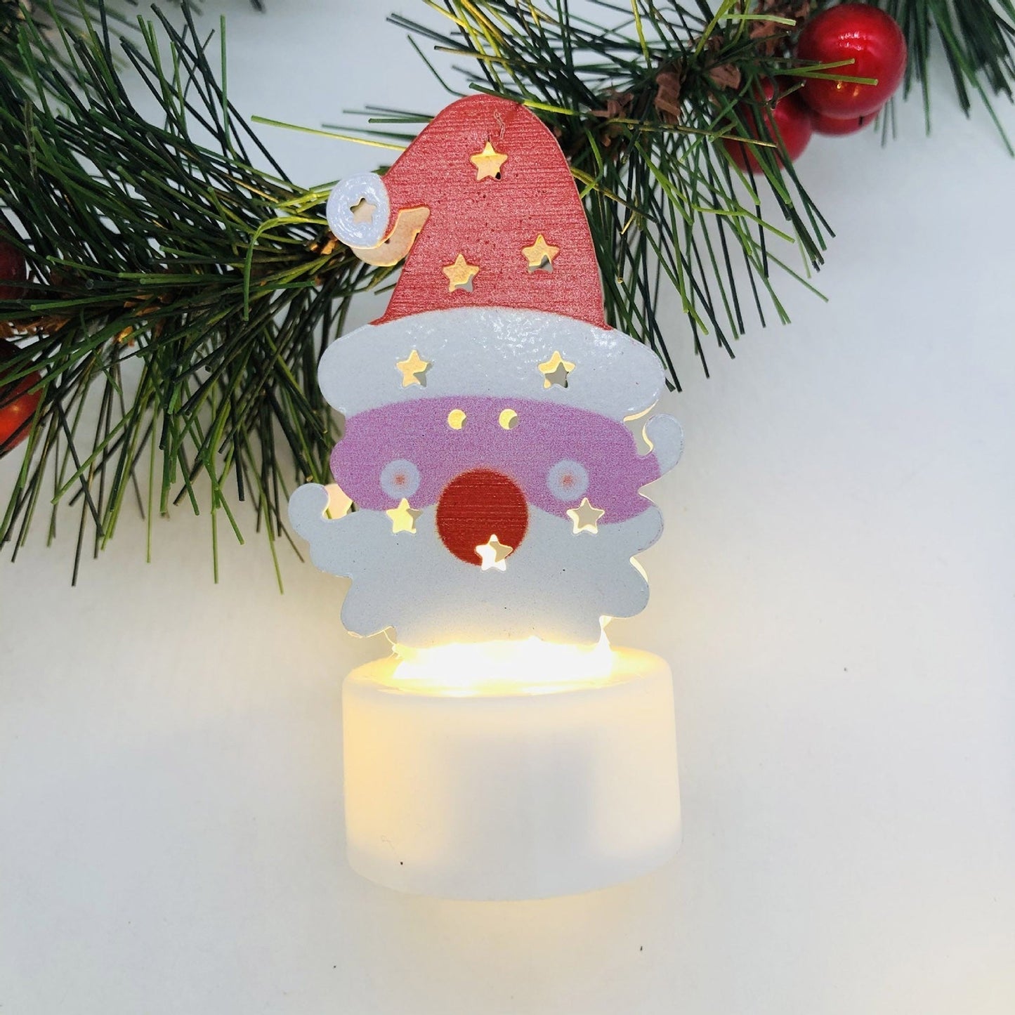 Electronic LED Christmas Candle Lamps - Santa, Snowman & Tree Night Lights for Festive Decor