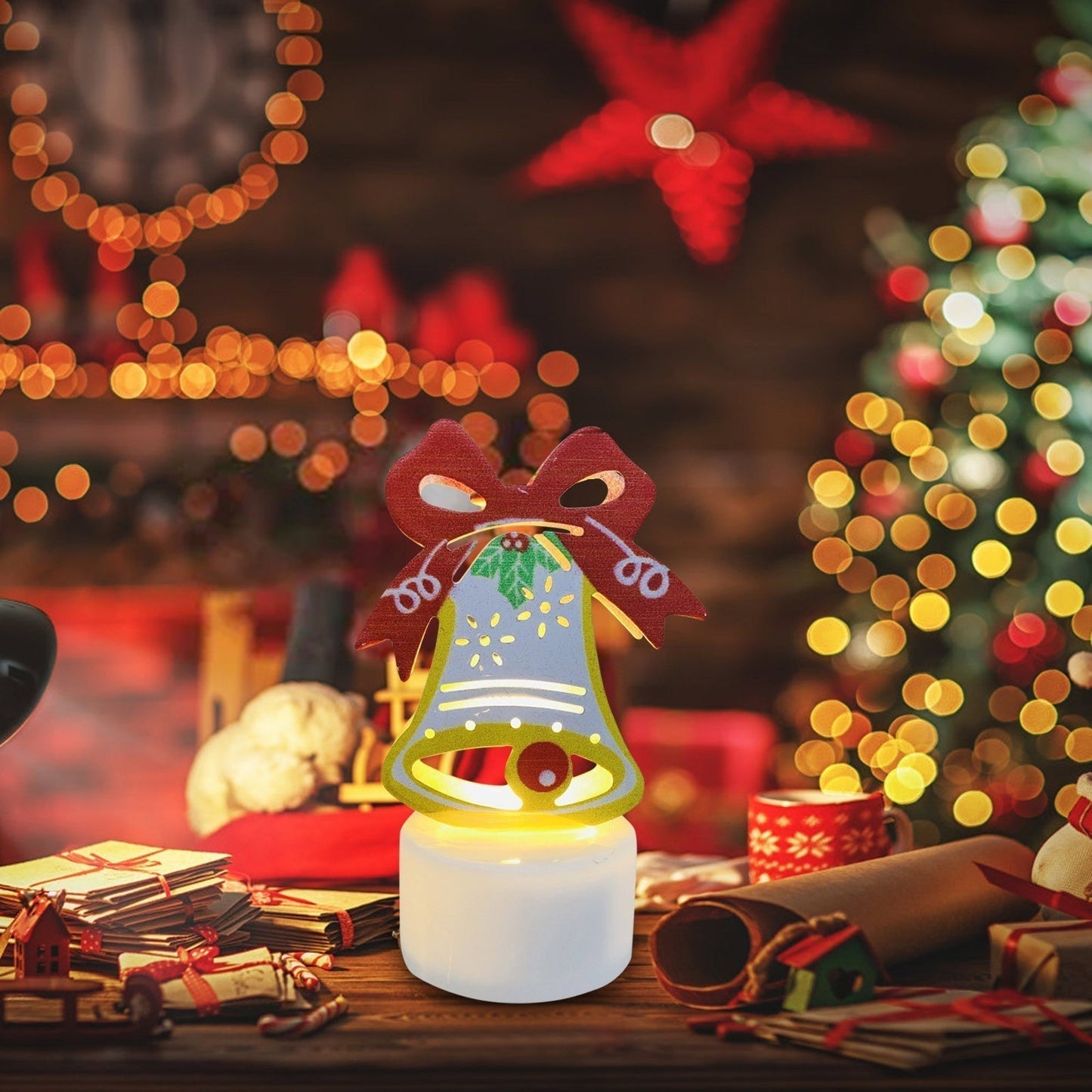 Electronic LED Christmas Candle Lamps - Santa, Snowman & Tree Night Lights for Festive Decor