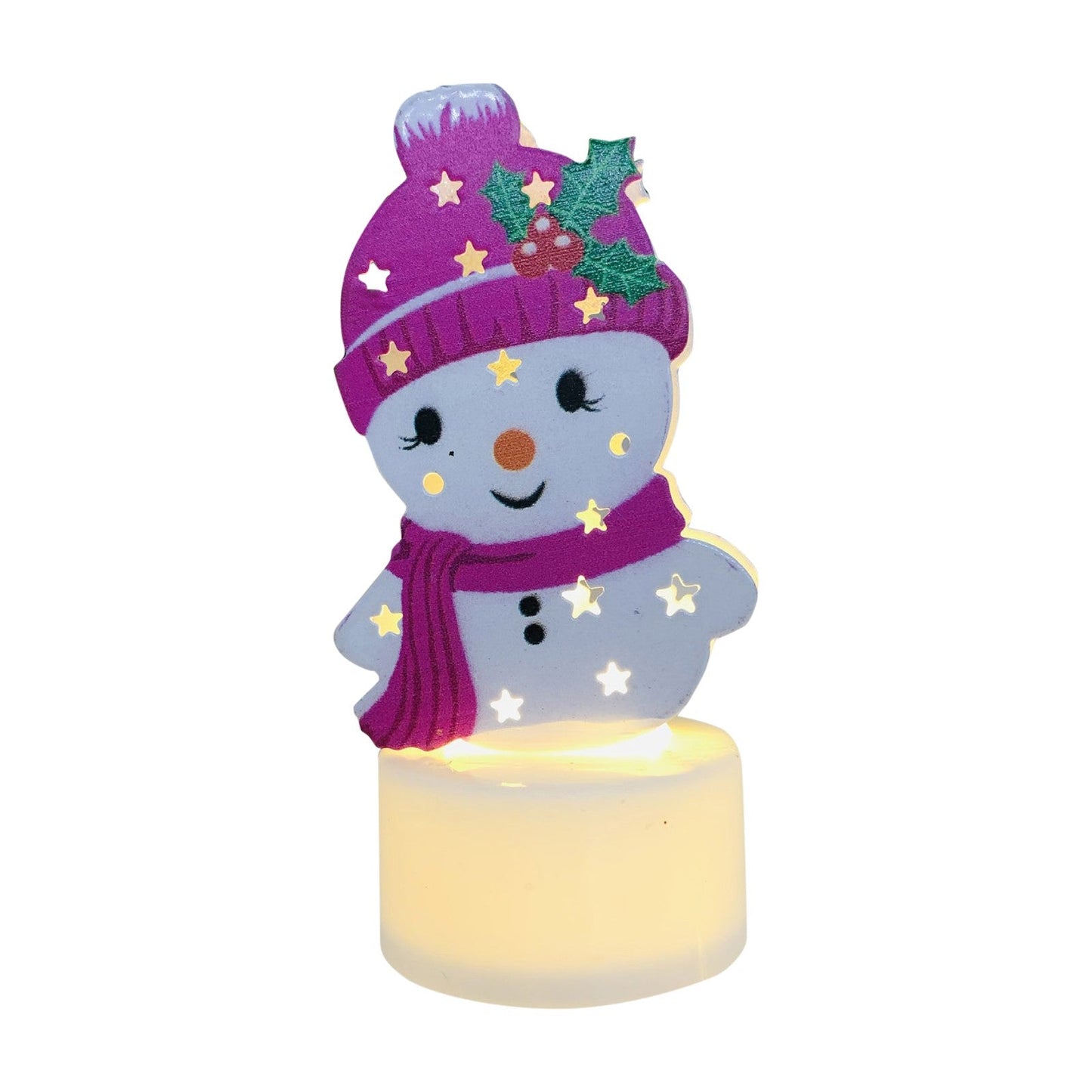 Electronic LED Christmas Candle Lamps - Santa, Snowman & Tree Night Lights for Festive Decor