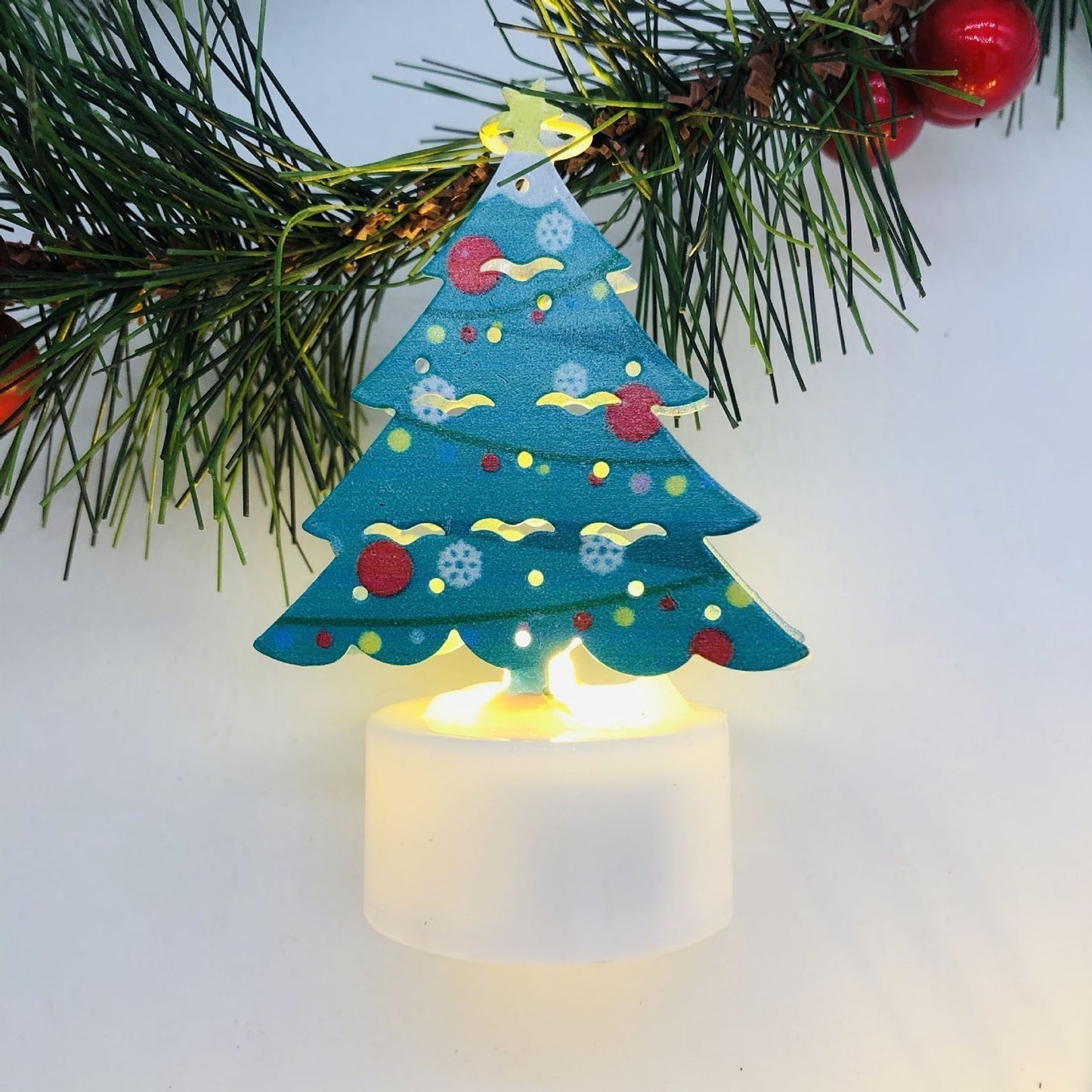 Electronic LED Christmas Candle Lamps - Santa, Snowman & Tree Night Lights for Festive Decor