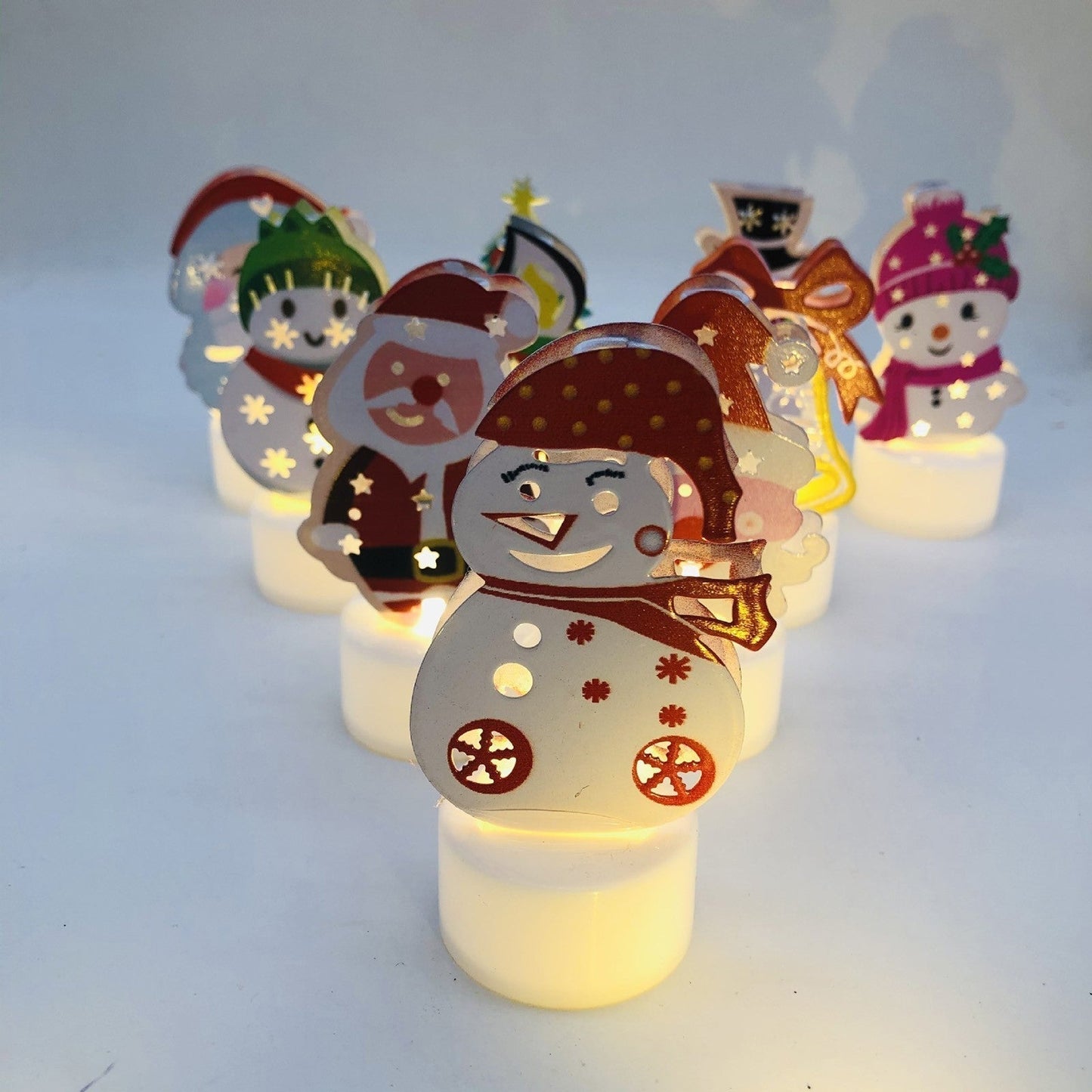 Electronic LED Christmas Candle Lamps - Santa, Snowman & Tree Night Lights for Festive Decor