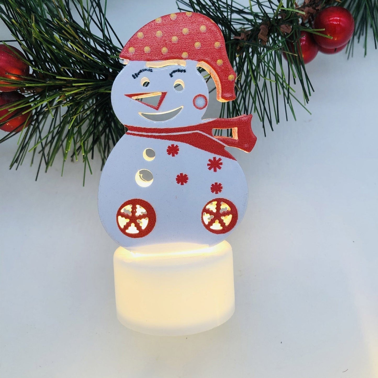 Electronic LED Christmas Candle Lamps - Santa, Snowman & Tree Night Lights for Festive Decor