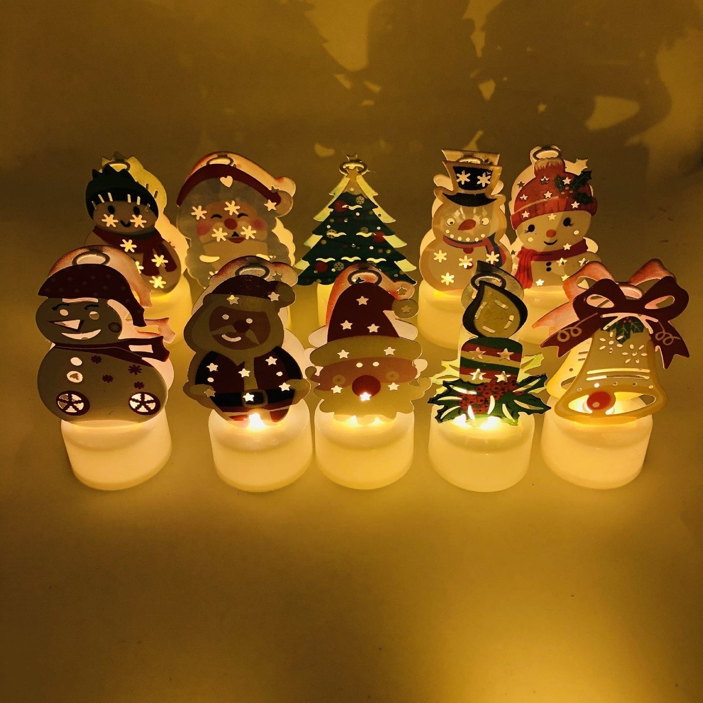 Electronic LED Christmas Candle Lamps - Santa, Snowman & Tree Night Lights for Festive Decor