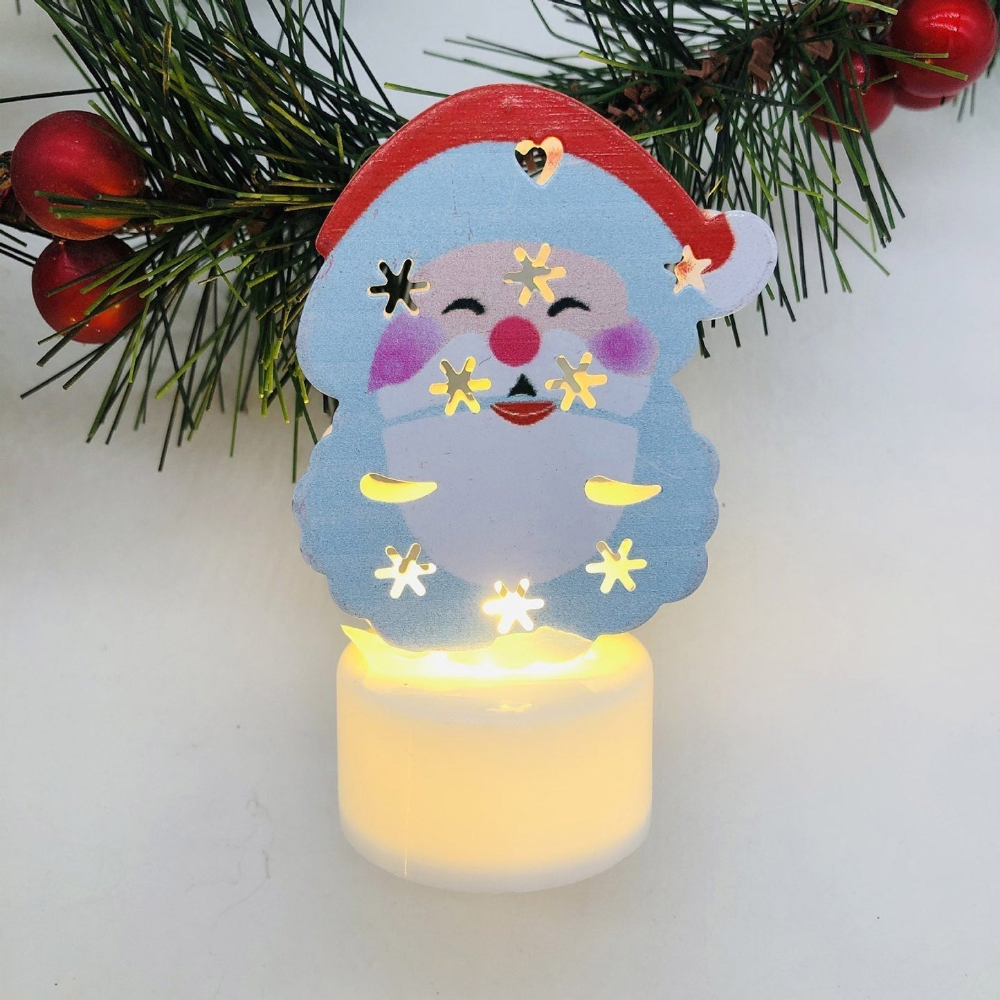 Electronic LED Christmas Candle Lamps - Santa, Snowman & Tree Night Lights for Festive Decor