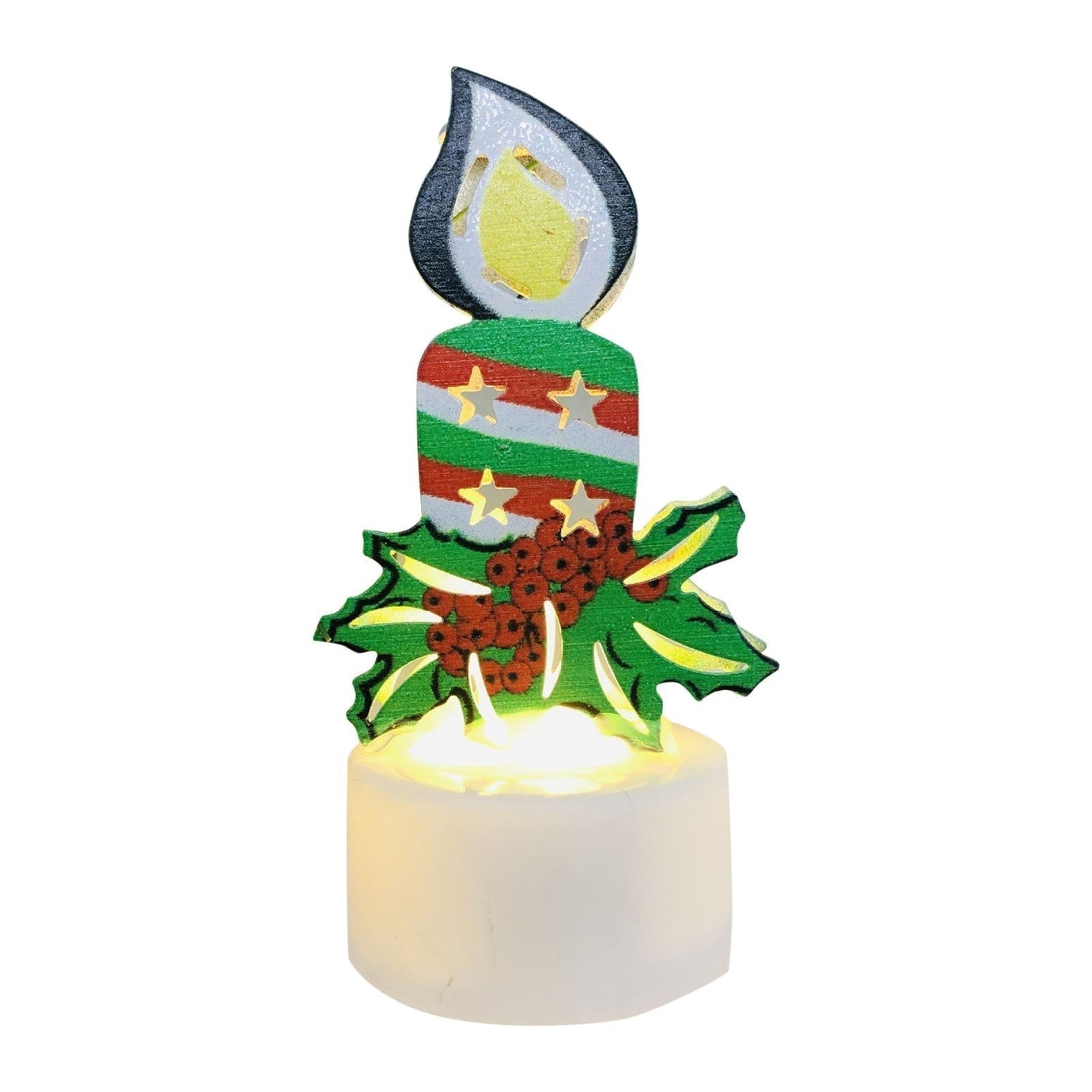 Electronic LED Christmas Candle Lamps - Santa, Snowman & Tree Night Lights for Festive Decor
