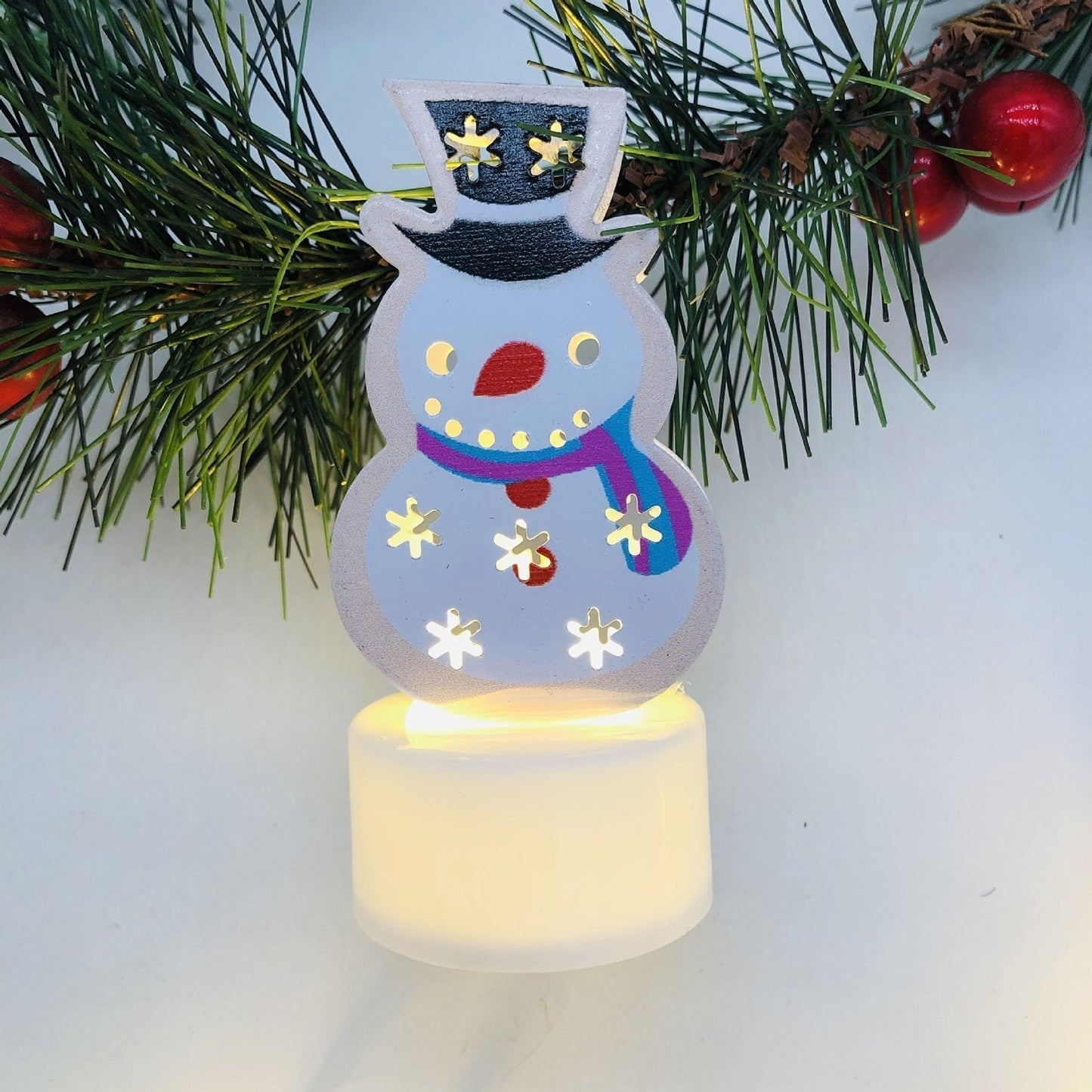 Electronic LED Christmas Candle Lamps - Santa, Snowman & Tree Night Lights for Festive Decor