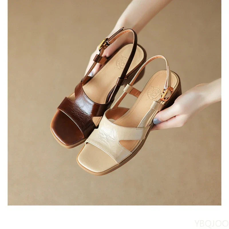 Square Toe Low Heel Slingback Pumps for Women