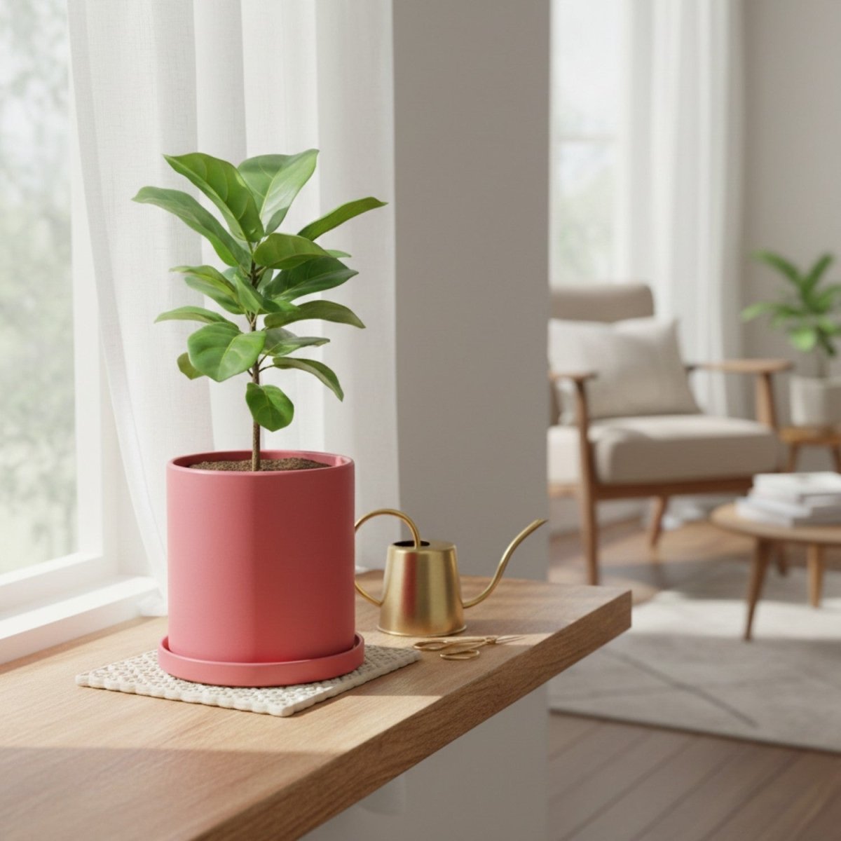 Elegant Ceramic Flowerpot with Matching Saucer
