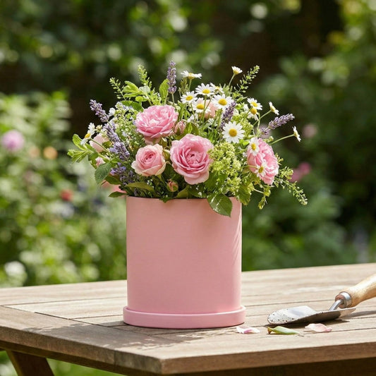 Elegant Ceramic Flowerpot with Matching Saucer