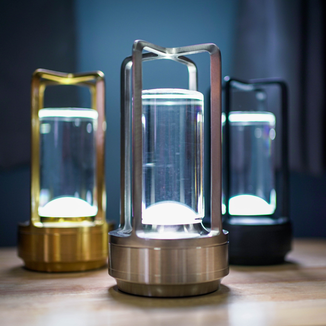 Crystal Glass Touch Control Table Lamp with USB Charging