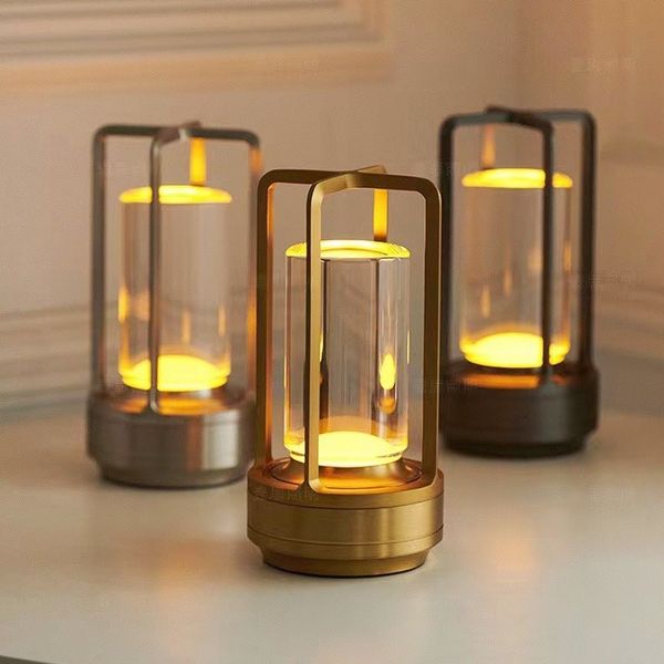 LED Crystal Table Lamp with Rechargeable Candle Effect