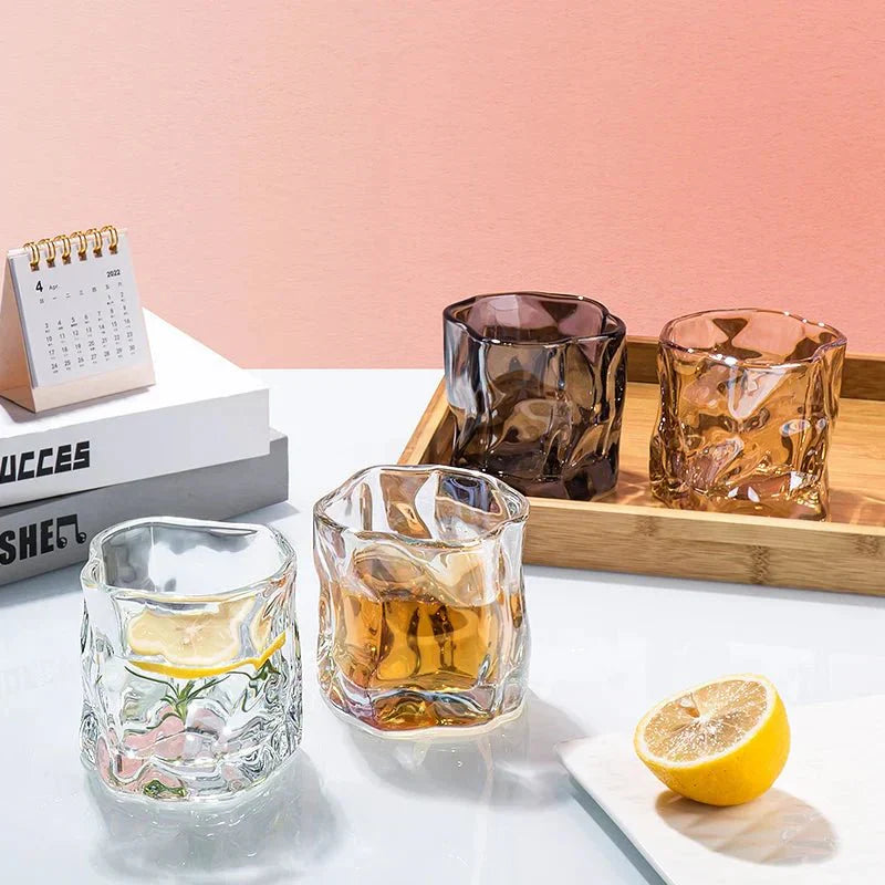 Elegant Ripple Glass Whisky Tumbler