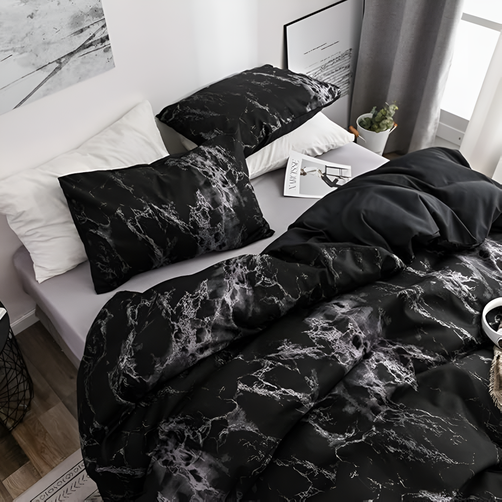 Marble Duvet Cover Set with Pillowcases - Soft Microfiber Bedding