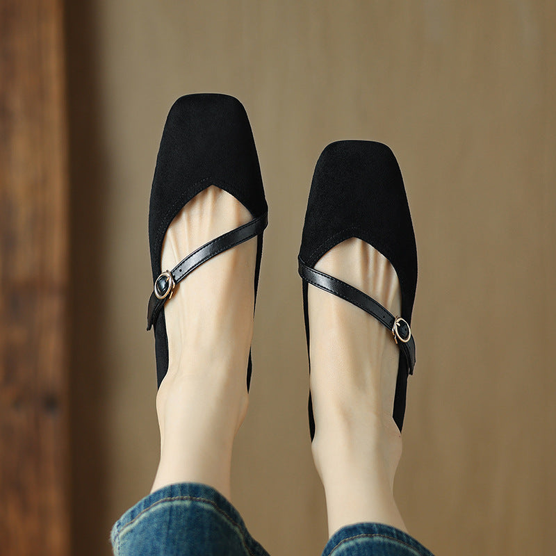 Women's Adjustable Buckle Strap Block Heel Pumps
