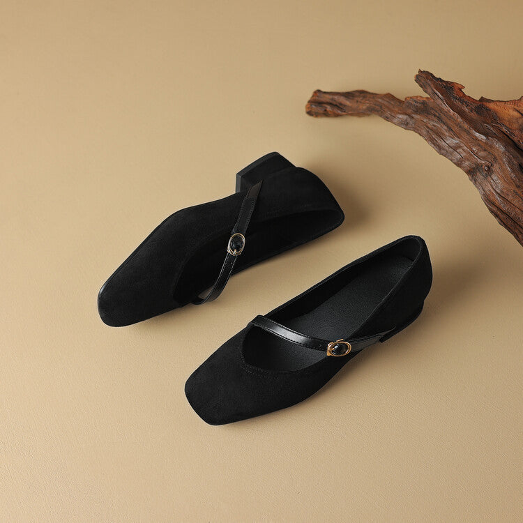 Women's Adjustable Buckle Strap Block Heel Pumps