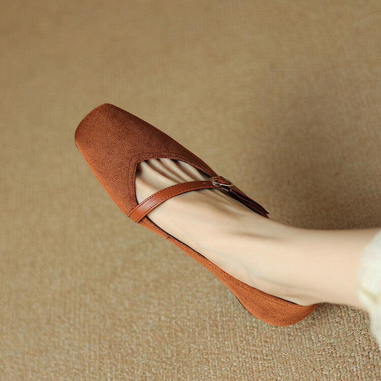 Women's Adjustable Buckle Strap Block Heel Pumps