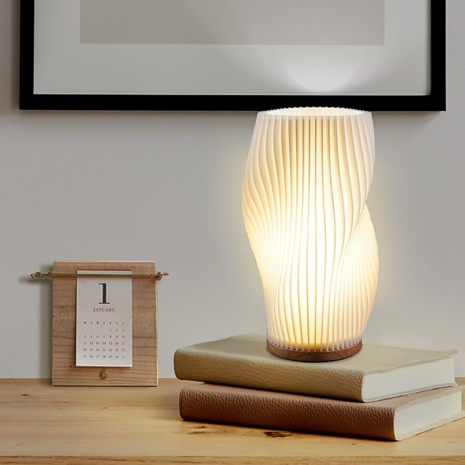 USB Dimmable Modern Table Lamp with Wave Shade