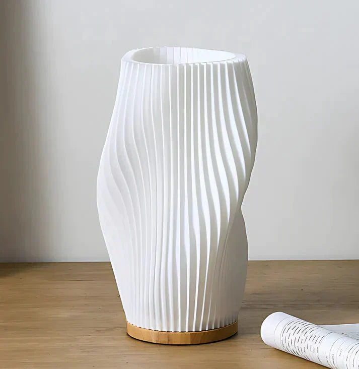 USB Dimmable Modern Table Lamp with Wave Shade
