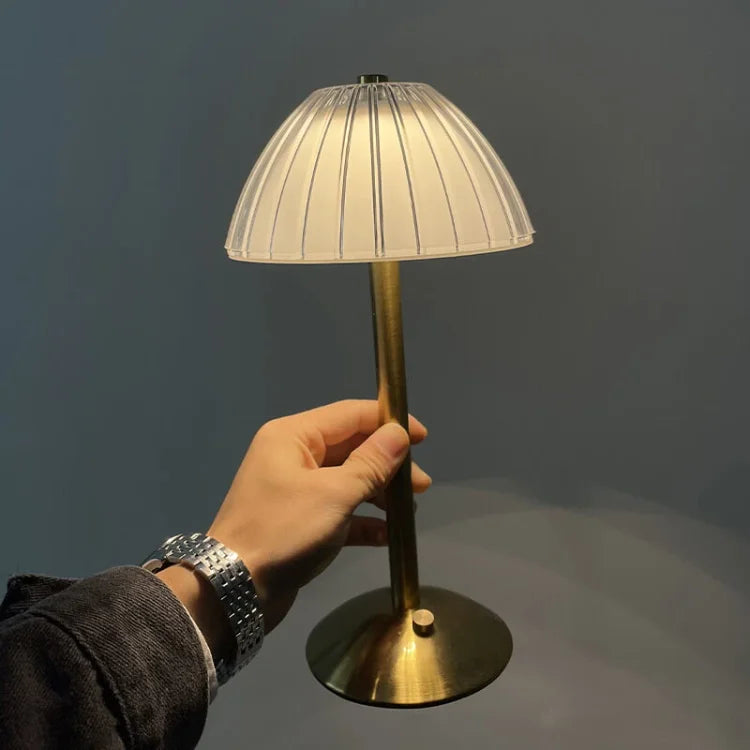 Crystal Table Lamp with USB Charging and Cordless Design