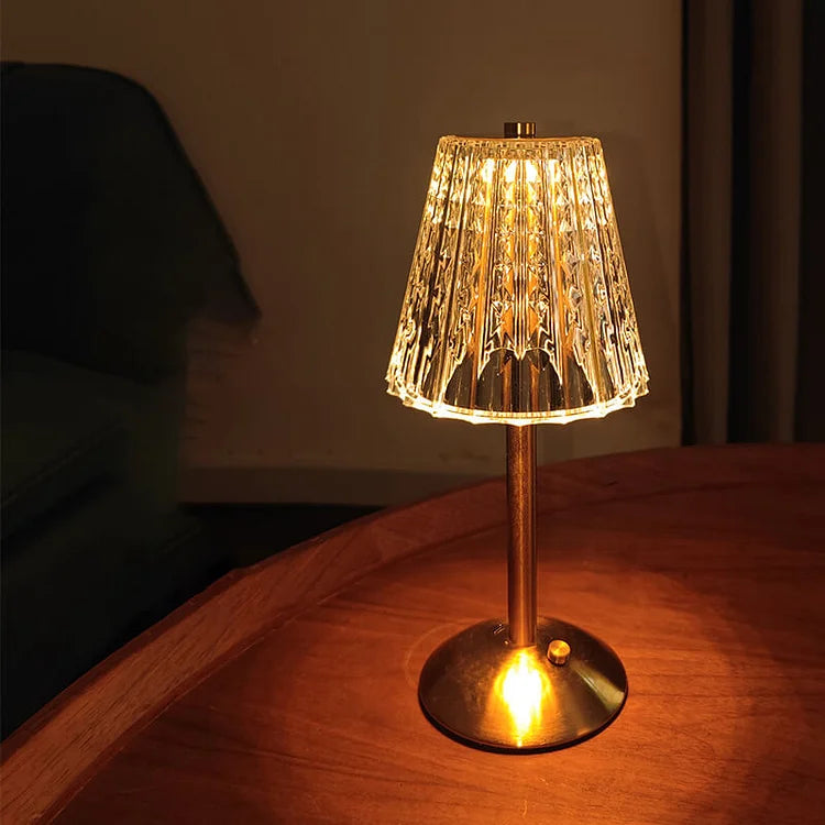 Crystal Table Lamp with USB Charging and Cordless Design