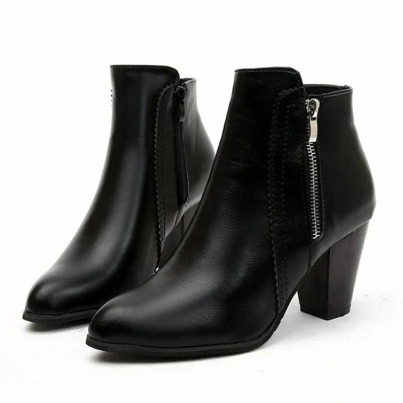 Women's Scalloped Edge Block Heel Ankle Boots
