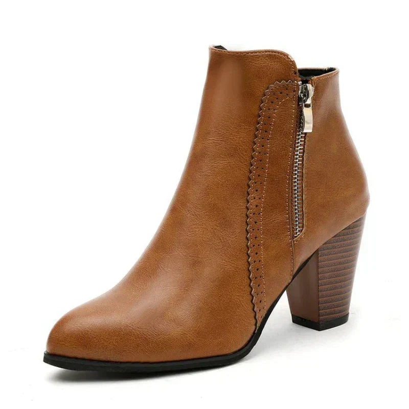 Women's Scalloped Edge Block Heel Ankle Boots