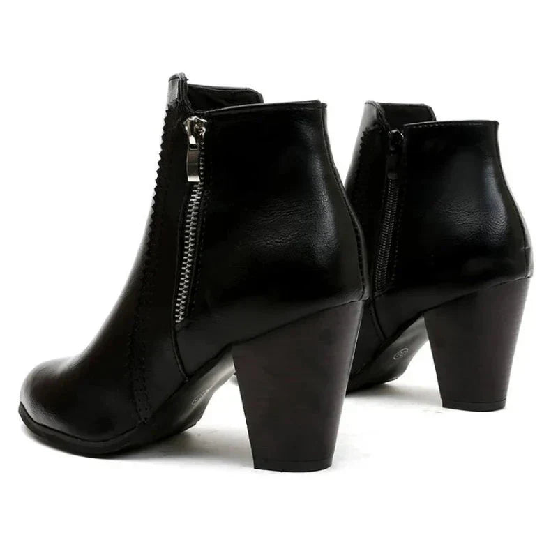 Women's Scalloped Edge Block Heel Ankle Boots