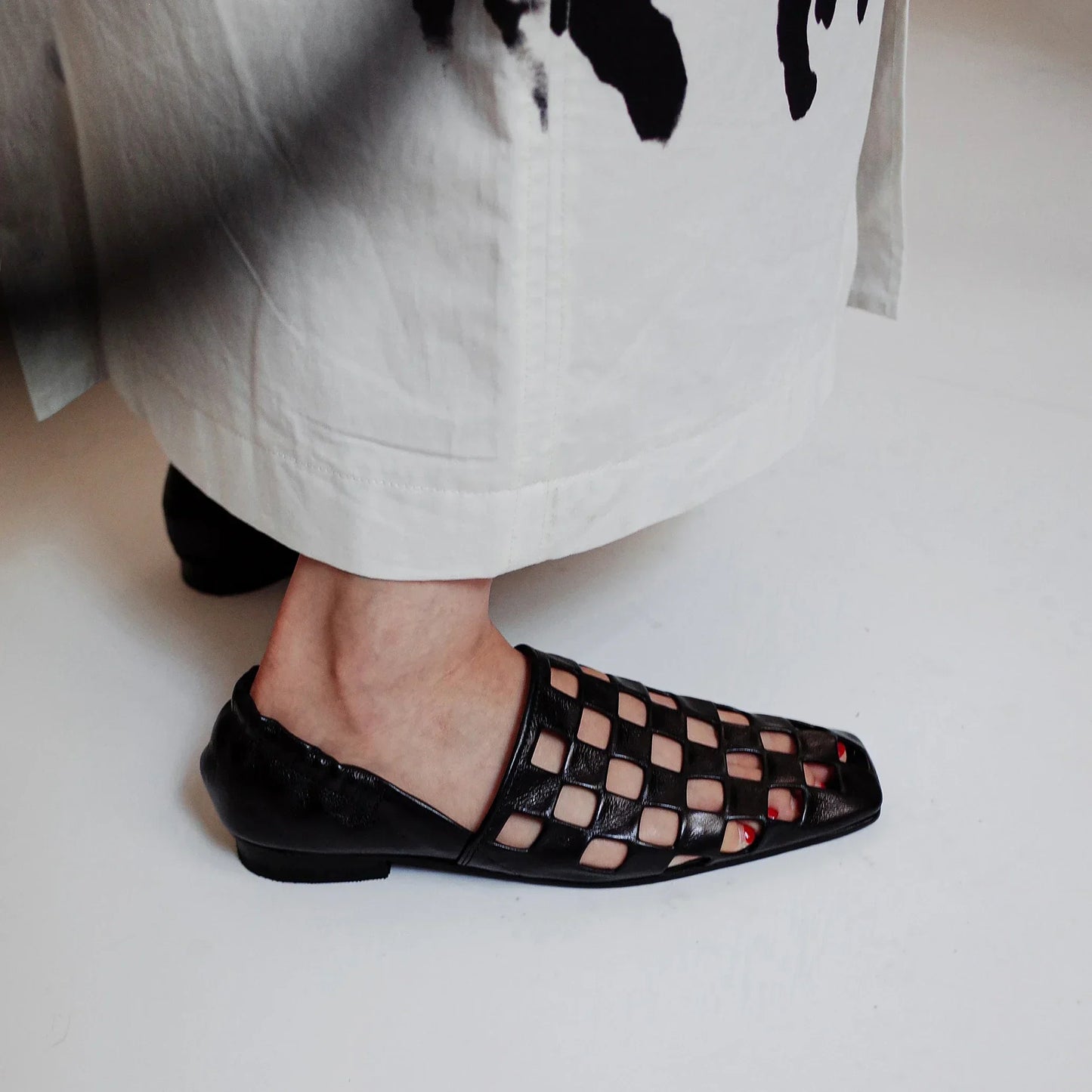 Checkered Slip-On Mules with Elastic Back Strap