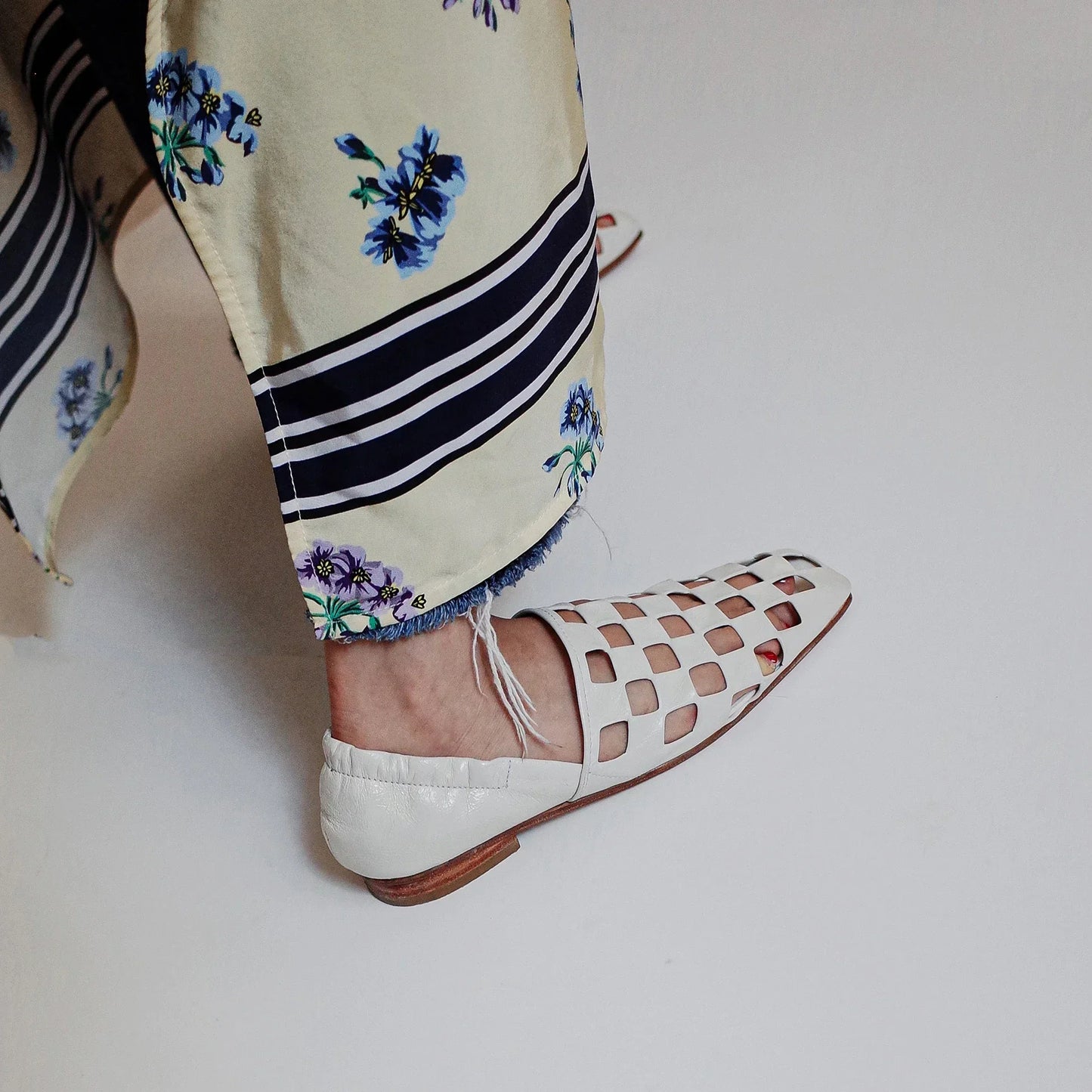 Checkered Slip-On Mules with Elastic Back Strap
