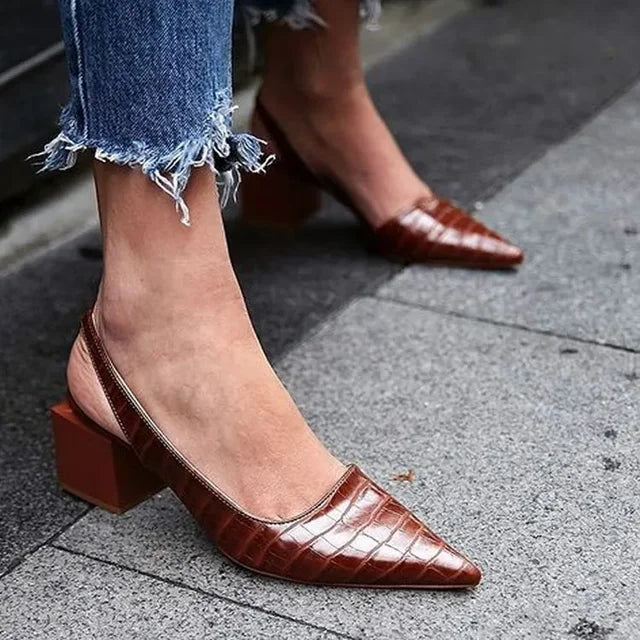 Orthopedic Block Heels with Adjustable Slingback Strap