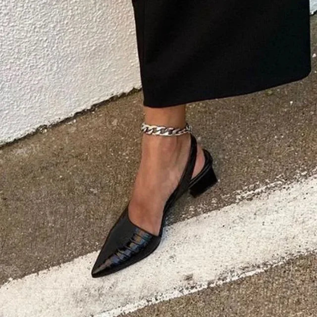 Orthopedic Block Heels with Adjustable Slingback Strap