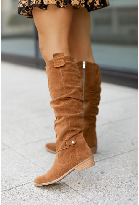 Soft Slouchy Knee-High Boots with Bow Accents