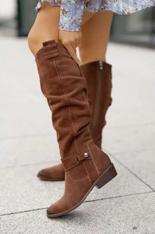 Soft Slouchy Knee-High Boots with Bow Accents