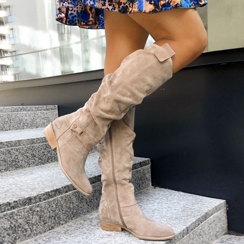 Soft Slouchy Knee-High Boots with Bow Accents