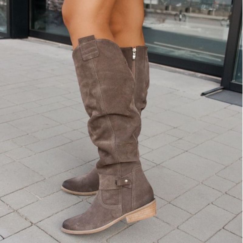 Soft Slouchy Knee-High Boots with Bow Accents