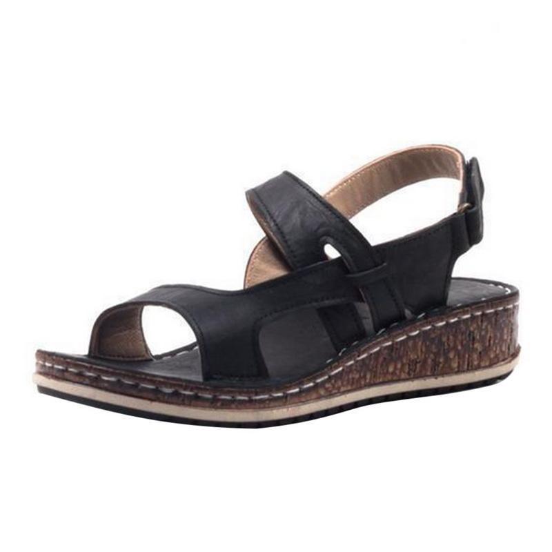 Women's Open Toe Strappy Wedge Sandals with Slingback Strap