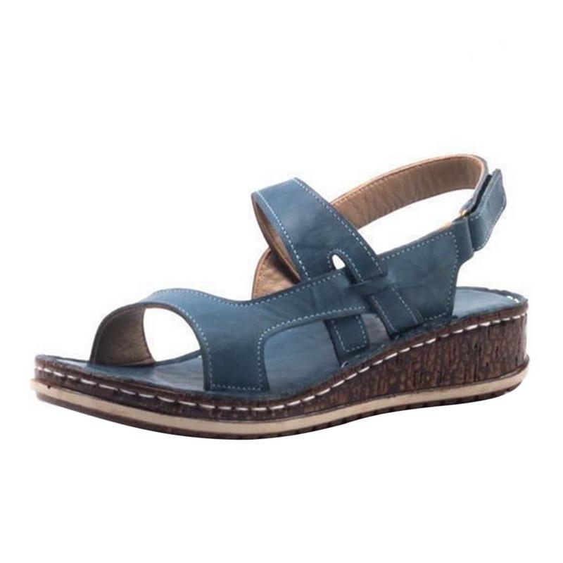 Women's Open Toe Strappy Wedge Sandals with Slingback Strap