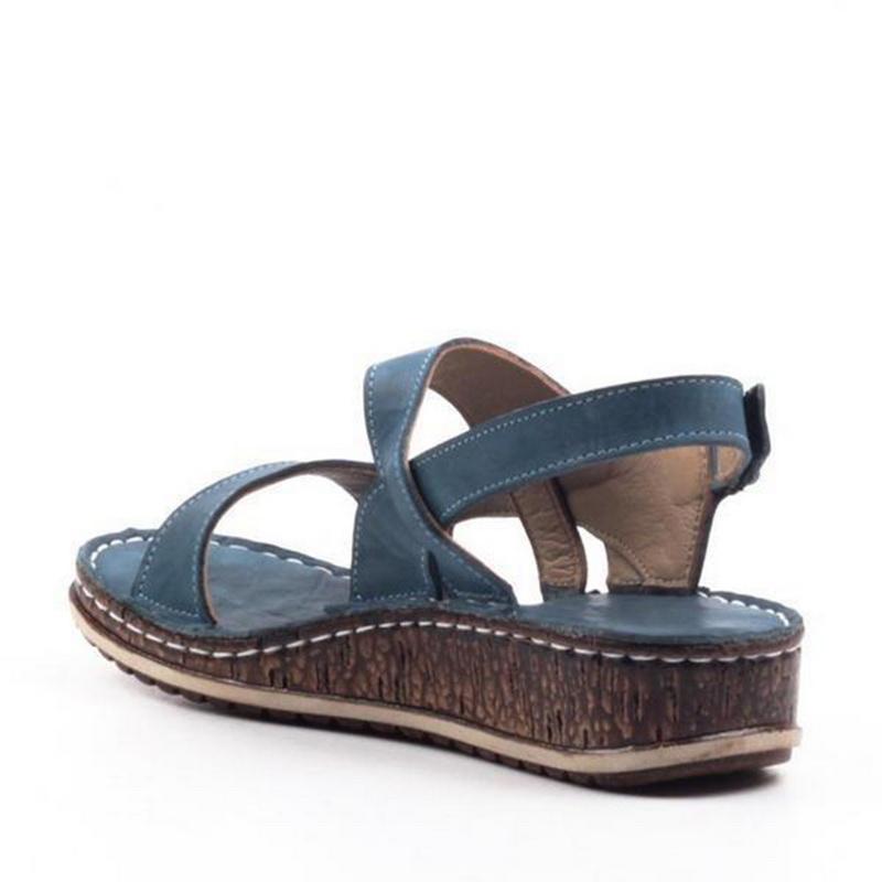 Women's Open Toe Strappy Wedge Sandals with Slingback Strap