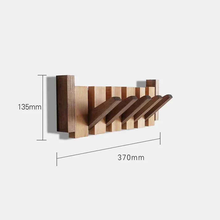 Wooden Piano Style Coat Rack with Foldable Hooks