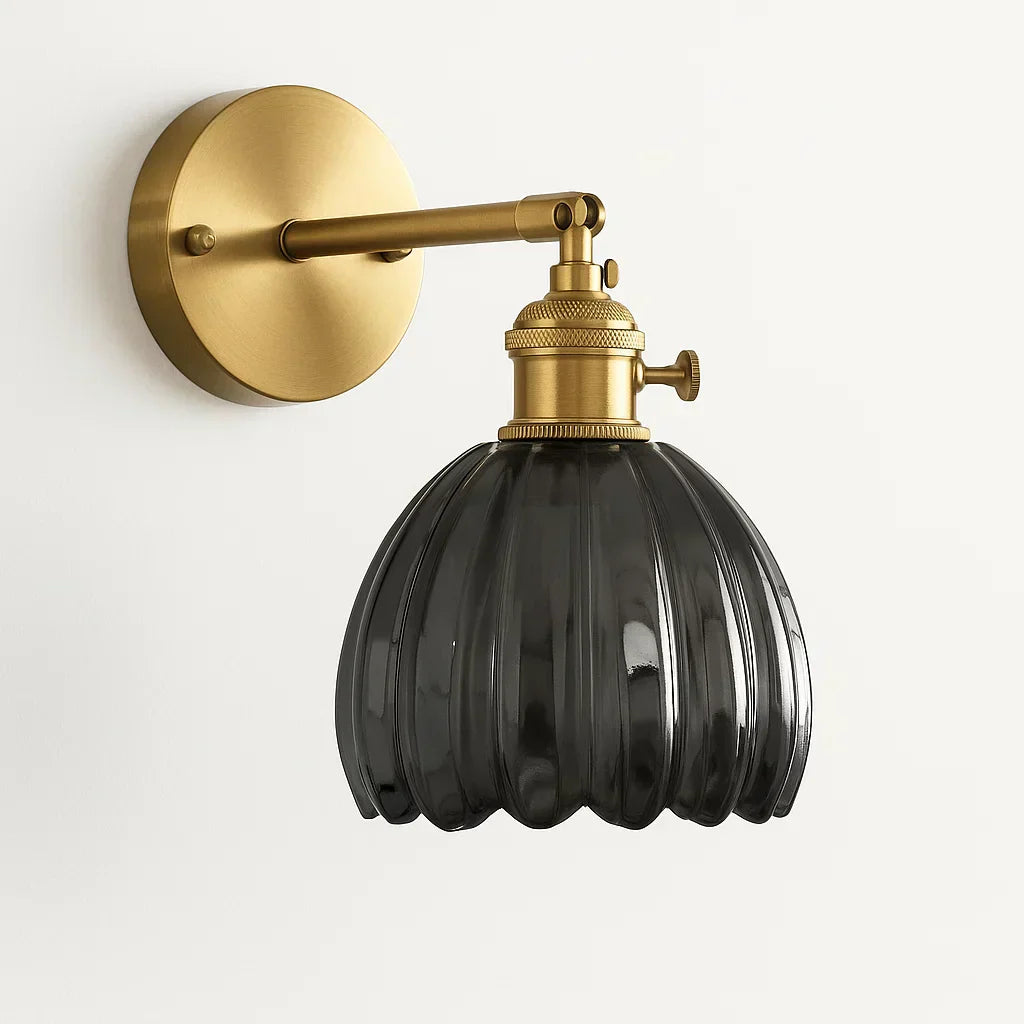 Vintage Glass Tulip Wall Light with Metal Fixture