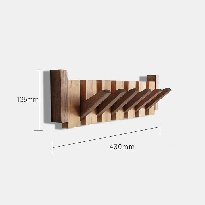Wooden Piano Style Coat Rack with Foldable Hooks
