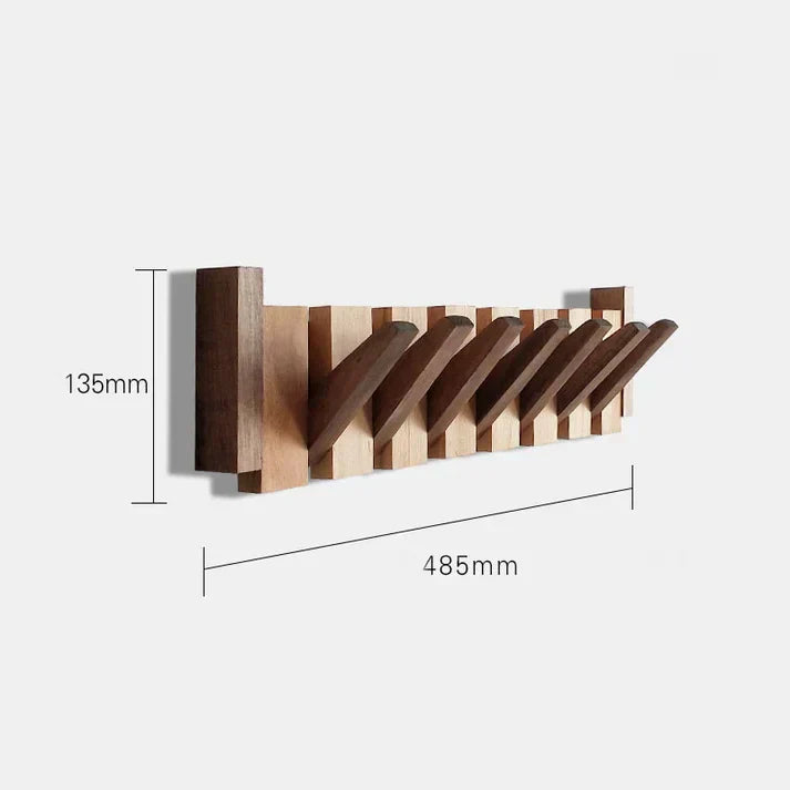 Wooden Piano Style Coat Rack with Foldable Hooks