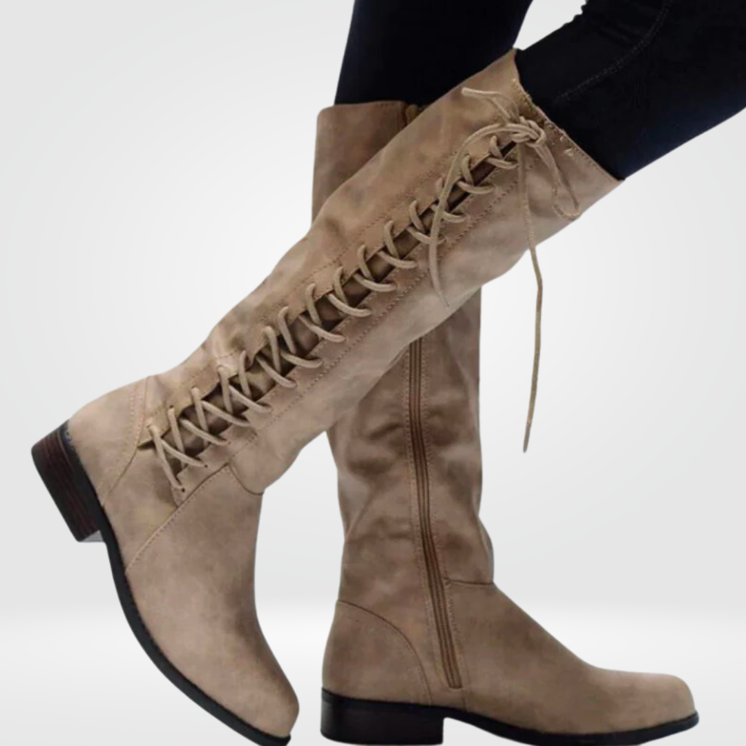 Genuine Leather High Boots with Cozy Lining and Non-Slip Sole