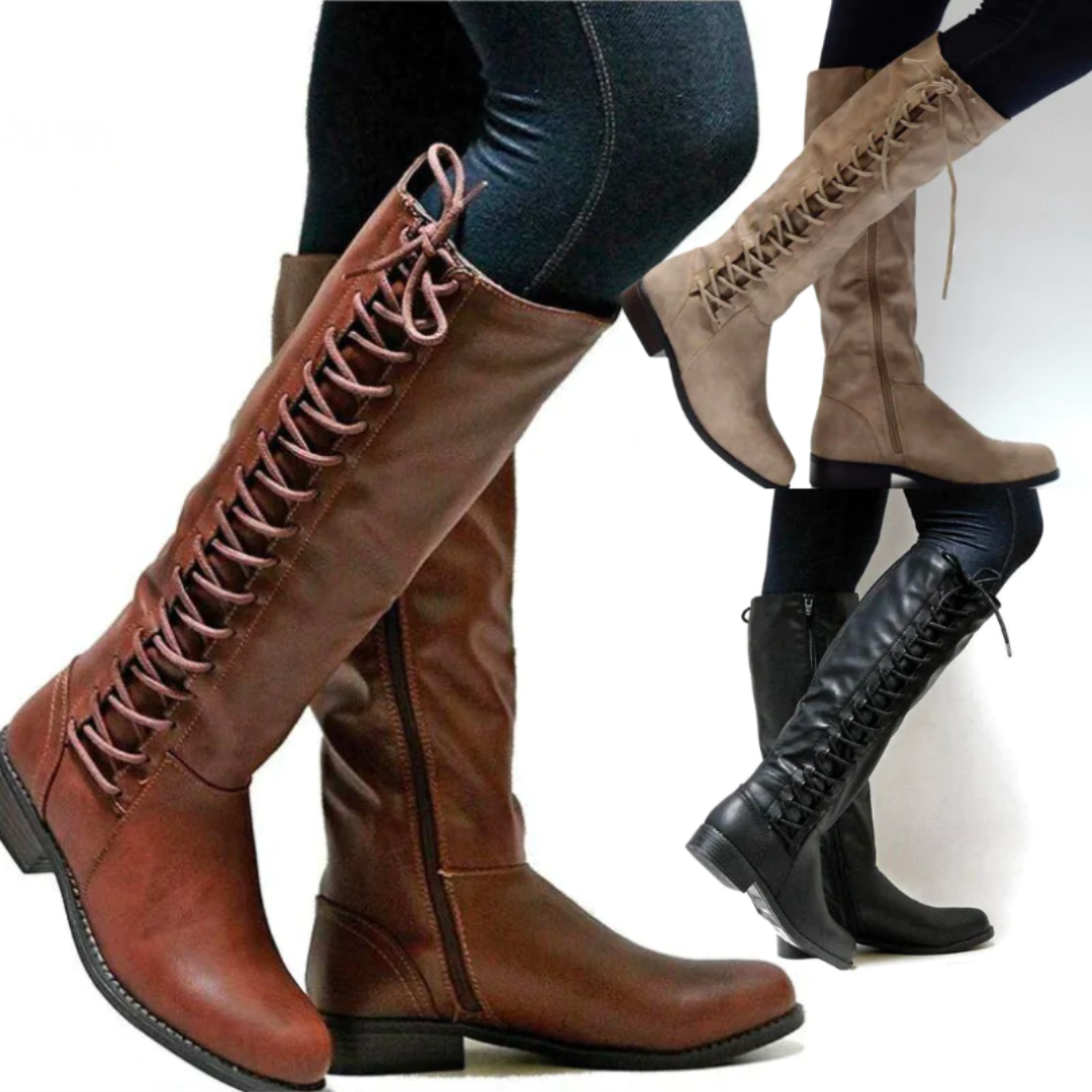 Genuine Leather High Boots with Cozy Lining and Non-Slip Sole