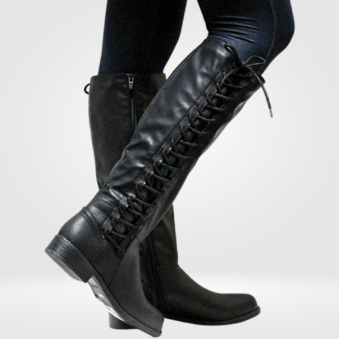 Genuine Leather High Boots with Cozy Lining and Non-Slip Sole
