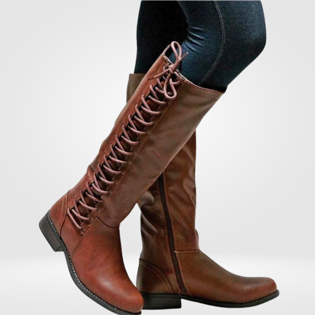 Genuine Leather High Boots with Cozy Lining and Non-Slip Sole
