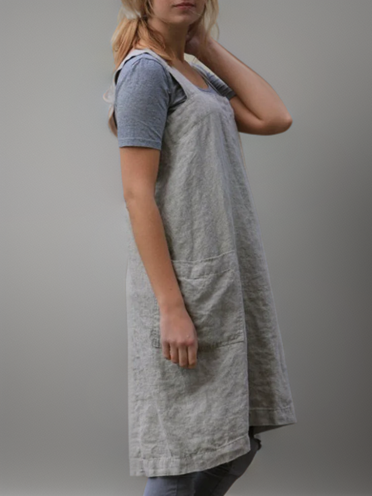 Airy Apron Dress with Pockets for Women